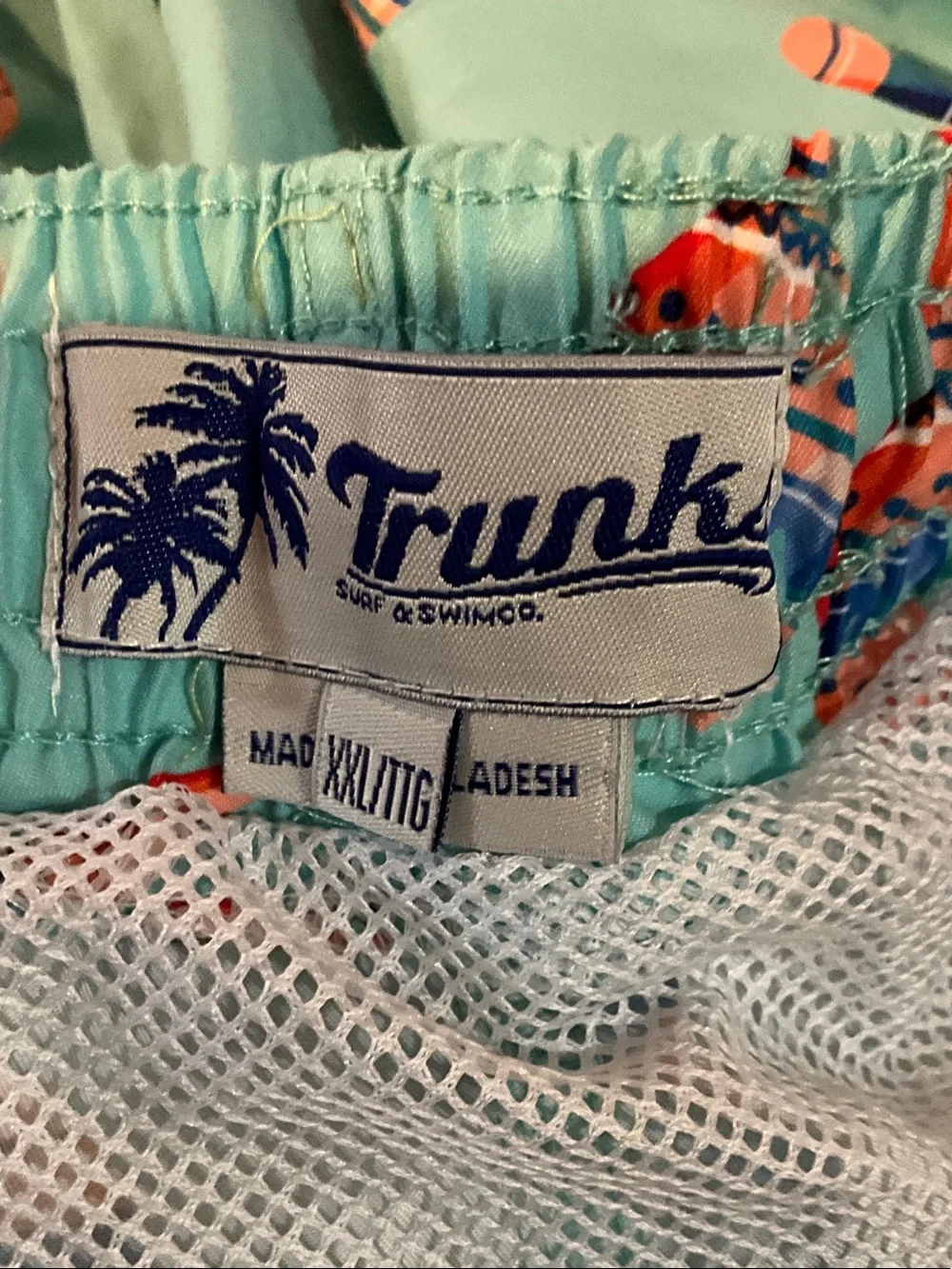 Men's Teal Maraca Print Swim Trunks